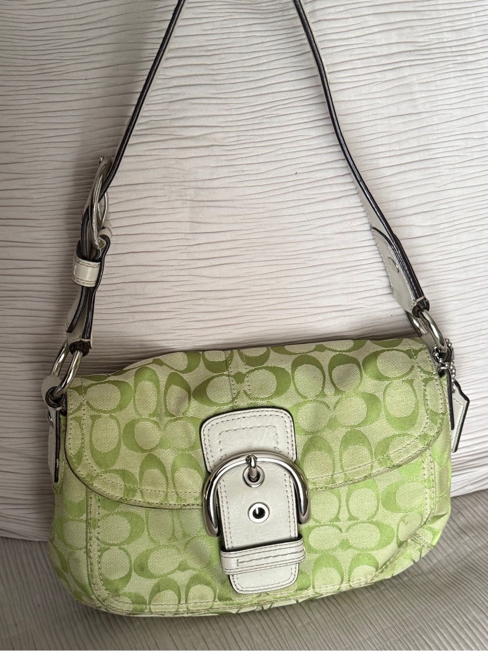Coach Soho Green Signature Canvas Shoulder Bag